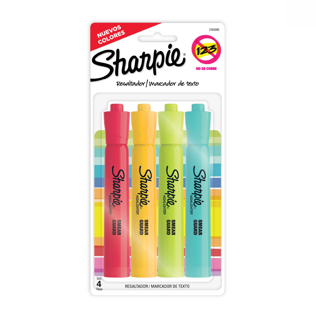 RESALTADOR SHARPIE ACCENT TANK NEON BLISTER X 4 COLORES (2165090)