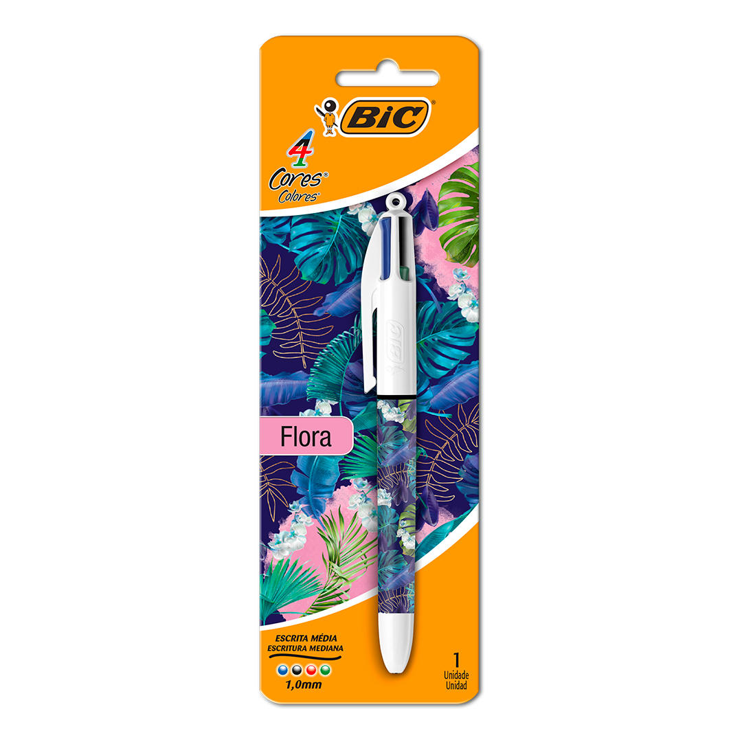 BOLIGRAFO BIC 4 COLORES CLASICOS FLORA MIX