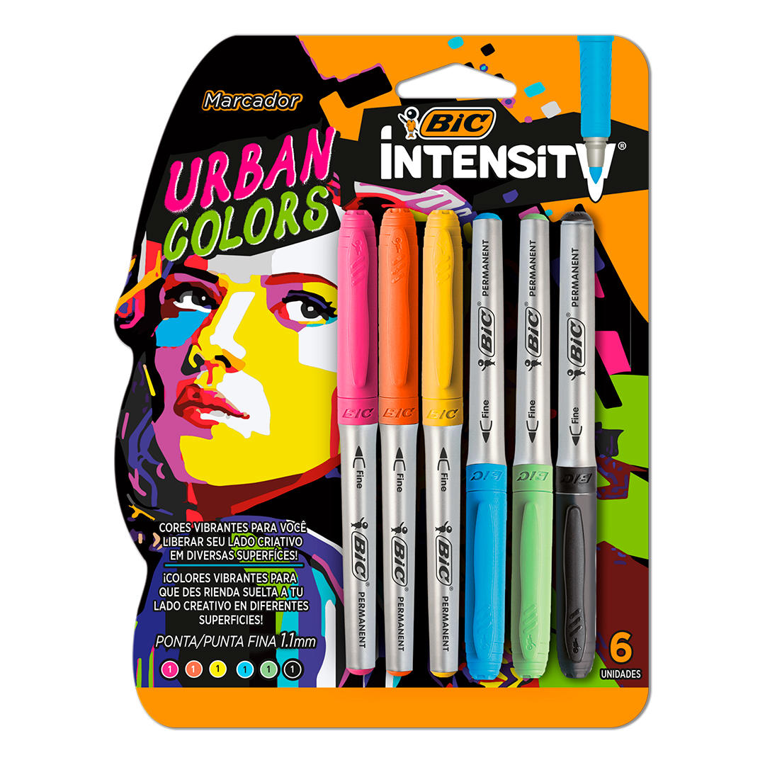 MARCADOR BIC PERMANENTES INTENSITY URBAN COLORS BLISTER X 6 COLORES