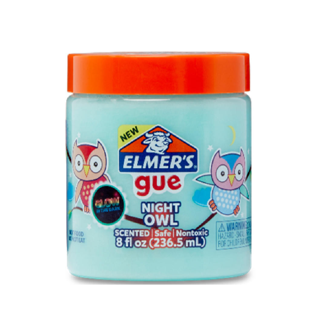 SLIME ELMERS GUE CON AROMA BRILLA EN LA OSCURIDAD  X 236 ML V/MODELOS