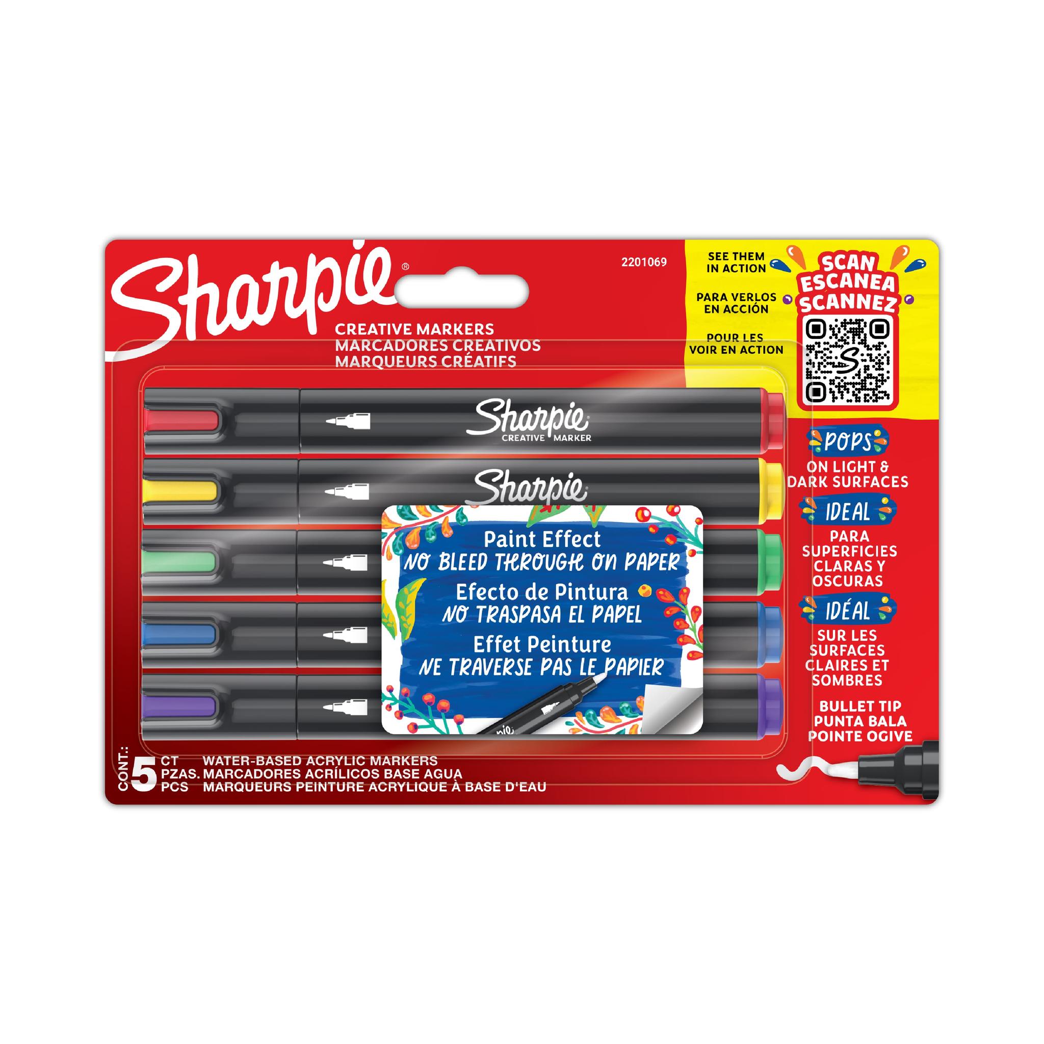 MARCADOR SHARPIE CREATIVE ACRILICO PTA REDONDA BLISTER X 5 COLORES (2201069)