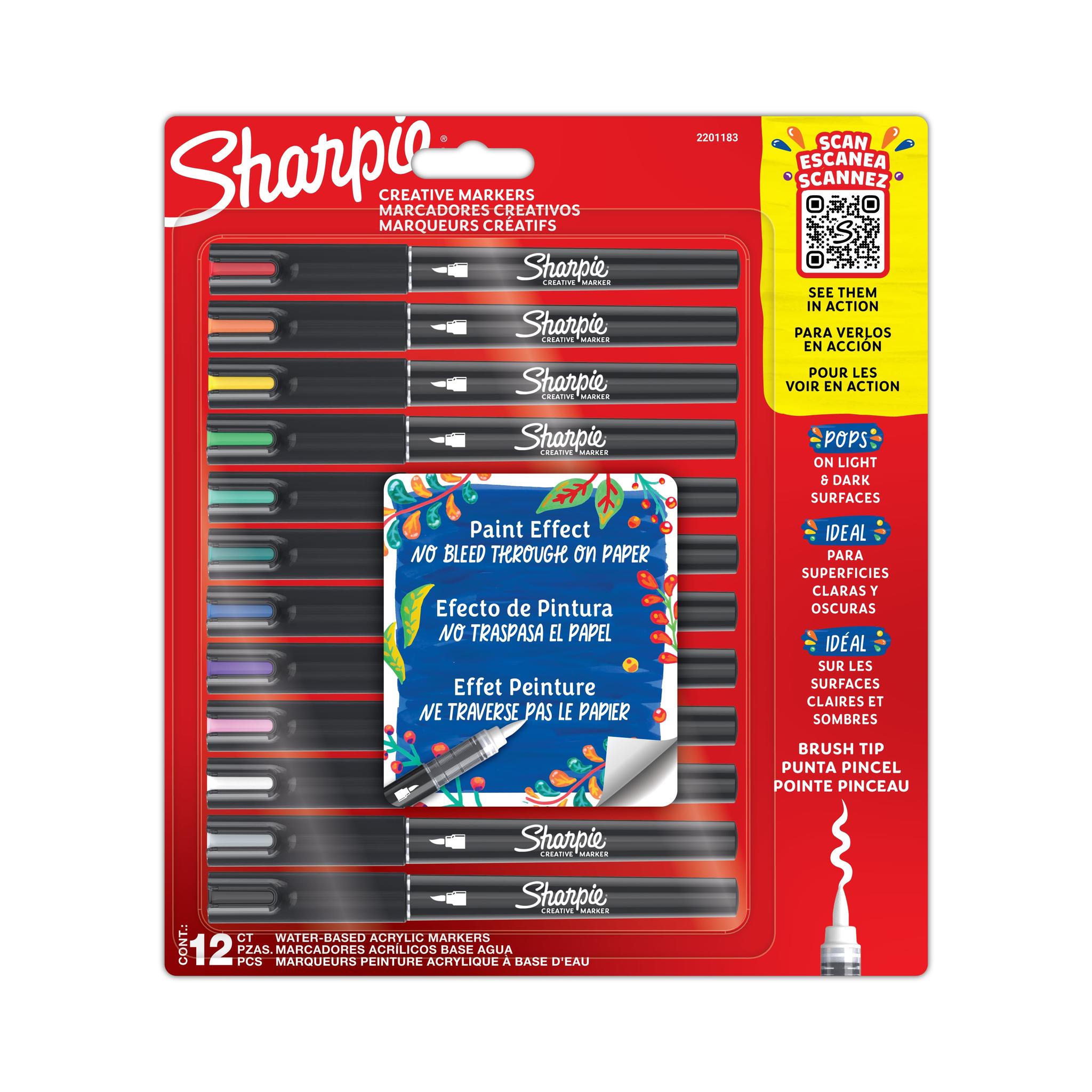 MARCADOR SHARPIE CREATIVE ACRILICO PTA PINCEL BLISTER X 12 COLORES (2201183)