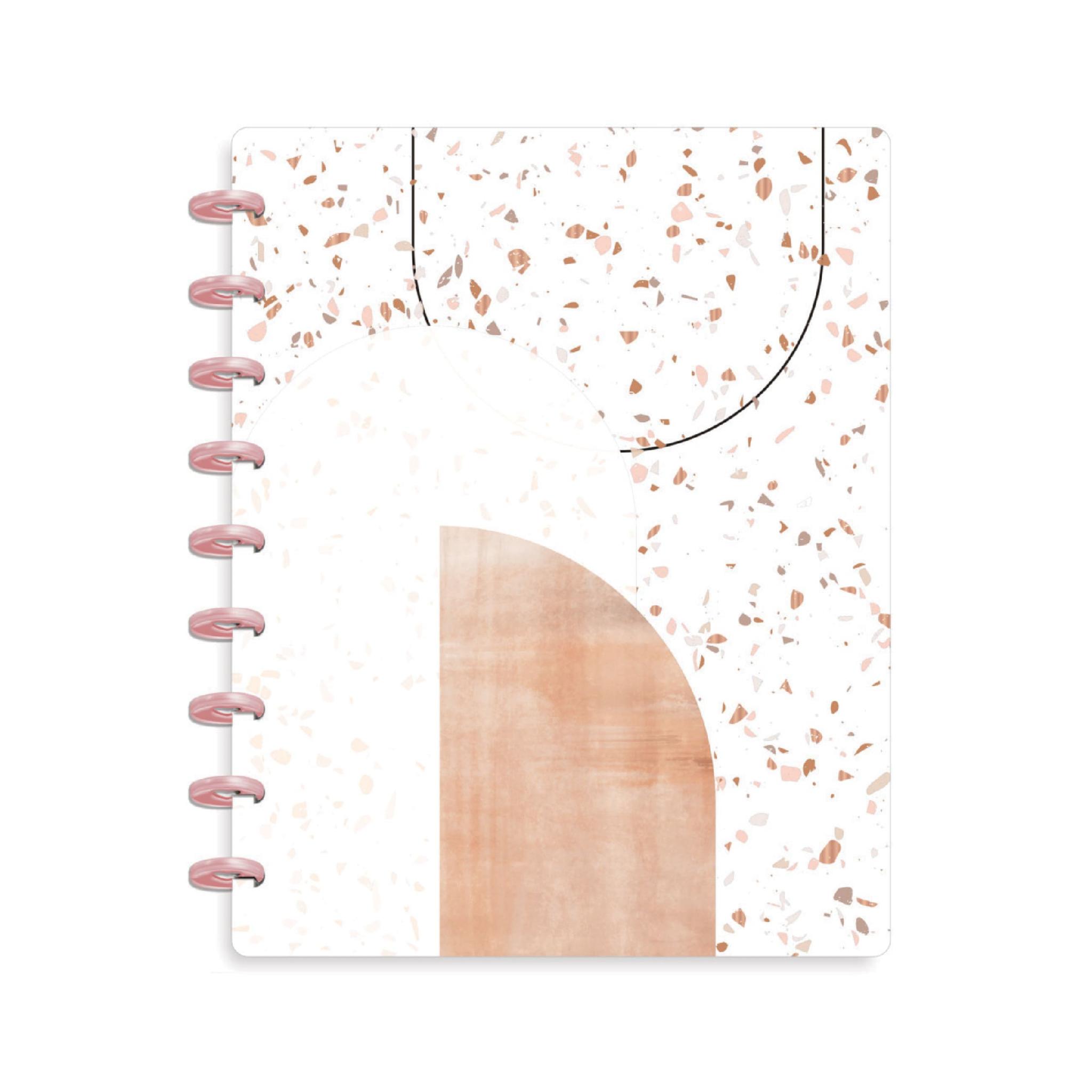 CUADERNO HAPPY PLANNER PIEDRA ROSA C/DISCOS X 60 HJS 17X23 CM RAYADO PUNTEADO