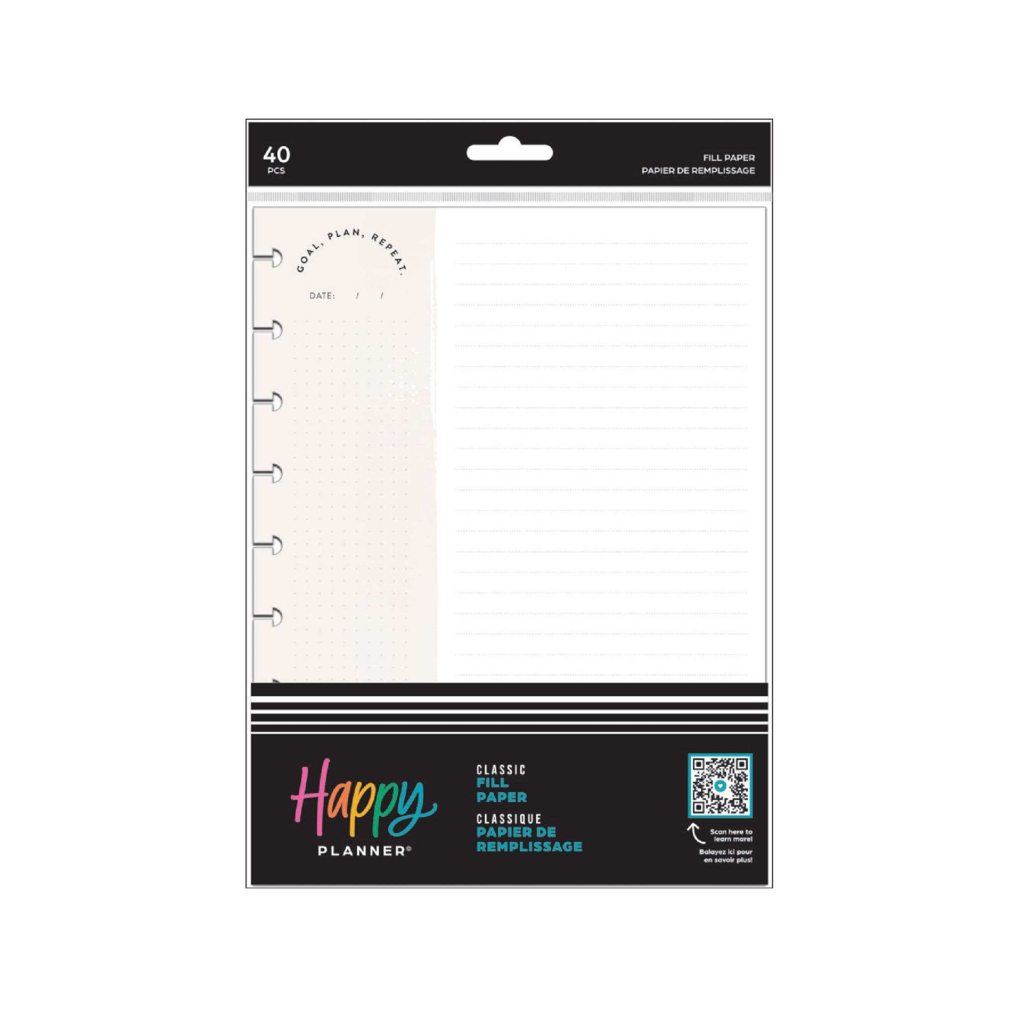 REPUESTO P/CUADERNO HAPPY PLANNER DISEÑO NEUTRAL X 40 HJS RAYADA PUNTEADA