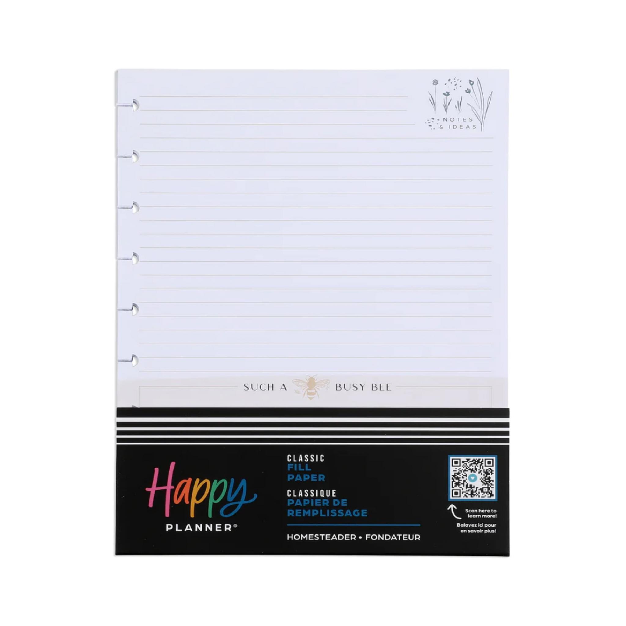 REPUESTO P/CUADERNO HAPPY PLANNER DISEÑO HOMESTEADER X 40 HJS RAYA/CUADRO