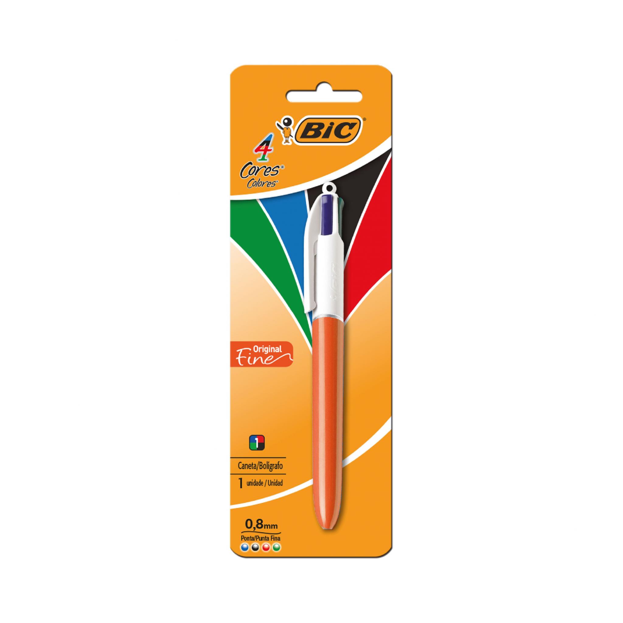 BOLIGRAFO BIC 4 COLORES CLASICOS FINE (0.8MM)