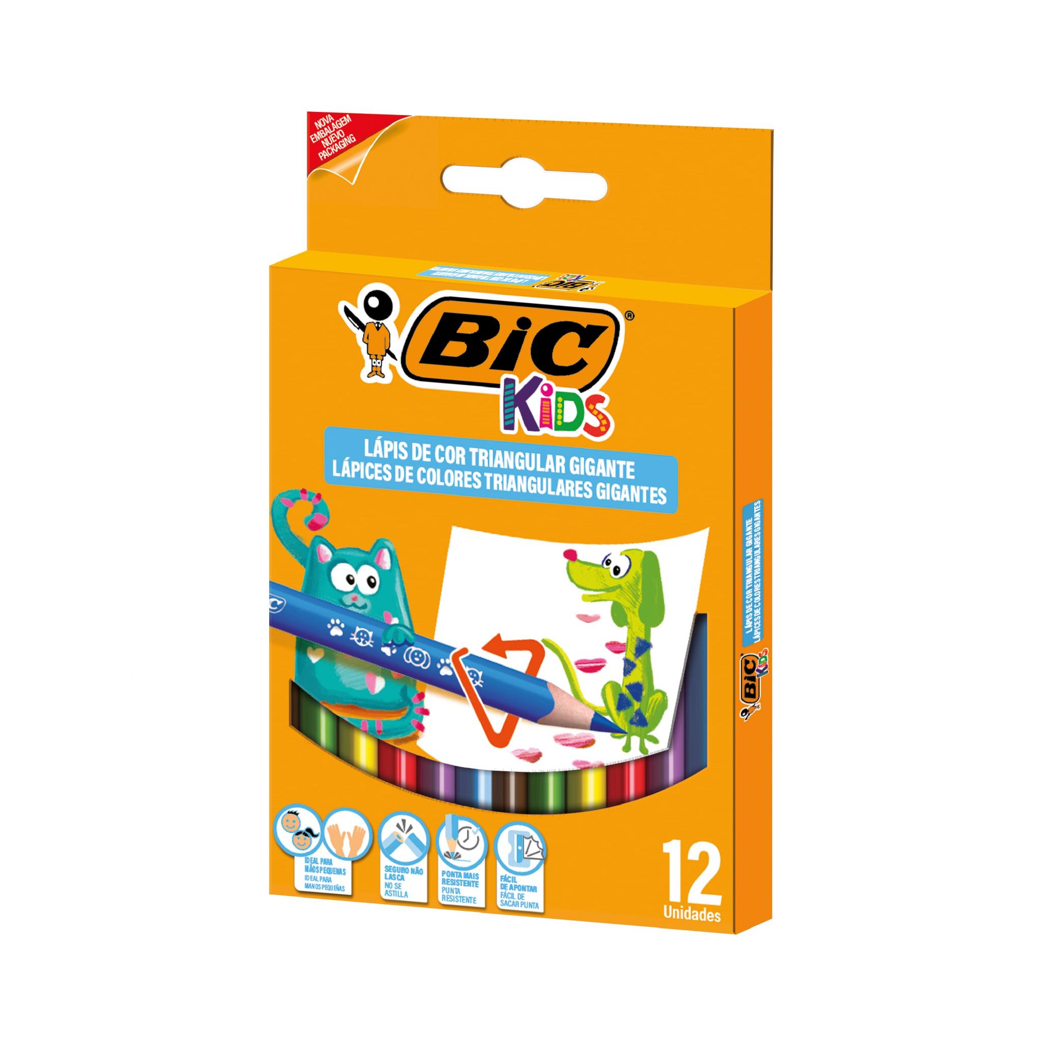 LAPICES DE COLORES BIC KIDS TRIANGULARES JUMBO X 12 COLORES