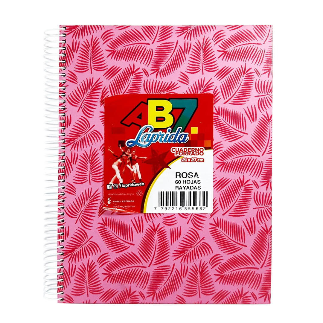 CUADERNO LAPRIDA AB7 ARAÑA 21/27 C/ESPIRAL X 60 HJS. RAYADO V/COLORES