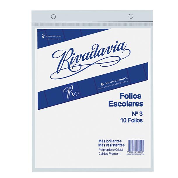 FOLIO RIVADAVIA ESCOLAR X 10 UNID .