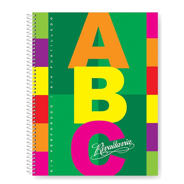 CUADERNO RIVADAVIA ABC 21/27 C/ESPIRAL X 100 HJS.  RAYADO (359061)