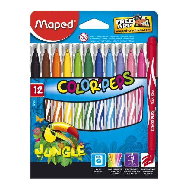 MARCADOR MAPED JUNGLE X 12 COLORES LARGOS (845420)