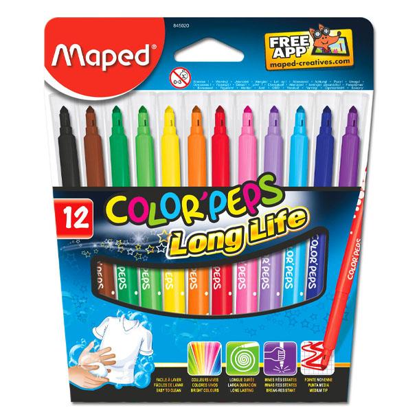 MARCADOR MAPED LONG LIFE  X 12 COLORES LARGOS (845020)