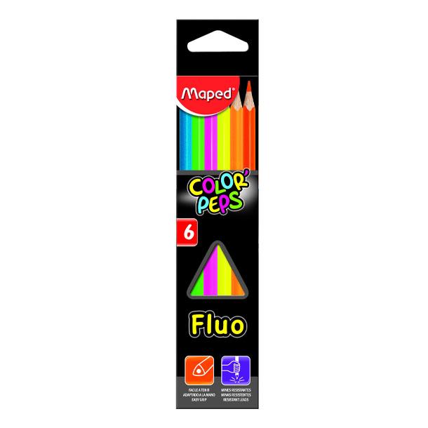 LAPICES DE COLORES MAPED COLOR PEPS FLUO X 6 COLORES LARGOS (832003)