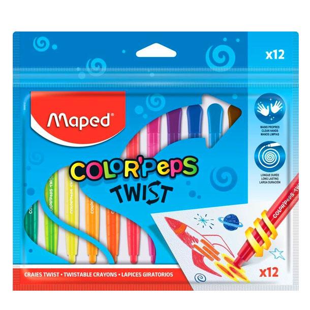 LAPICES DE CERA MAPED TWIST X 12 COLORES (860612)