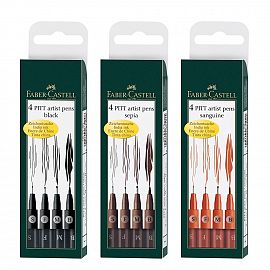 MARCADOR FABER CASTELL PITT ARTIST PEN X 4 GRADUACIONES SURTIDA (167100/01/02)