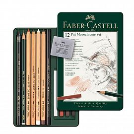 JUEGO LAPICES FABER CASTELL PITT MONOCHROME EST. X 12 (112975)