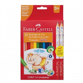 LAPICES DE COLORES FABER CASTELL JUMBO X 12 COLORES + 2 GRAFITO