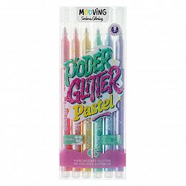 MARCADOR MOOVING GLITTER PASTEL BLISTER X 6 COLORES