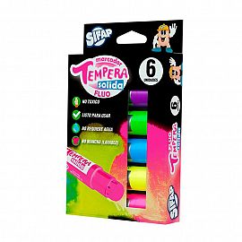 TEMPERA SOLIDA SIFAP X 6 COLORES FLUO