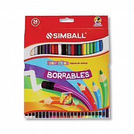 LAPICES DE COLORES SIMBALL INNOVATION BORRABLE X 24 LARGOS