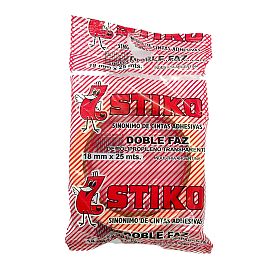 CINTA ADHESIVA STIKO DOBLE FAZ 18 X 25 TRASNPARENTE POLIPROPILENO (422-64)