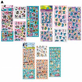 STICKERS TAPIMOVIL 3 PLANCHAS SURTIDAS MODELO A (HELLO KITTY, BLUEY, STITCH)