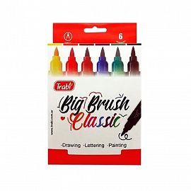 MARCADOR TRABI BIG BRUSH PUNTA PINCEL BLISTER X 6 COLORES