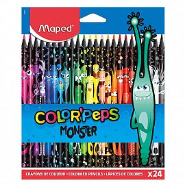 LAPICES DE COLORES MAPED COLOR PEPS MONSTERS X 24 LARGOS (862624)