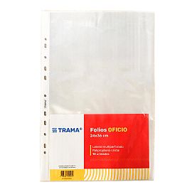 FOLIO TRAMA OFICIO POLIPROPILENO X 10 UNID ( 50 MIC )