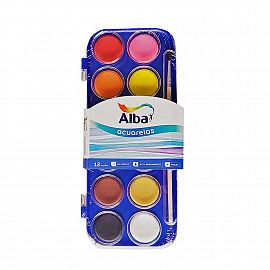 ACUARELA ALBA ESCOLAR ESTUCHE X 12 COLORES