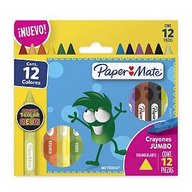 LAPICES DE CERA PAPER MATE JUMBO TRIANGULARES X 12 COLORES  (2136743)