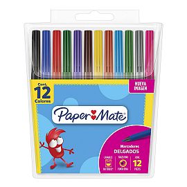 MARCADOR PAPER MATE PUNTA FINA X 12 COLORES (G1883319)