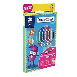 MARCADOR PAPER MATE DOBLE PUNTA CONICA  X 10 UNIDADES/20 COLORES (2136339)