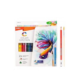 LAPICES DE COLORES DELI COLOR EMOTION  X 24 ACUARELABLES + PINCEL