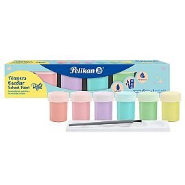 TEMPERA PELIKAN PASTEL POTE X 20 ML X 6 U. + PINCEL + MEZCLADOR