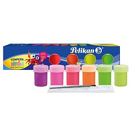 TEMPERA PELIKAN NEON POTE X 20 ML X 6 U. + PINCEL + MEZCLADOR