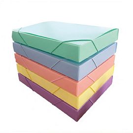 CAJA THE PEL DE PLASTICO C/ELASTICO PASTEL OFICIO DE 4,5 CM (6087)