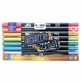 MARCADOR MOOVING DOBLE PUNTA METALICOS BLISTER X 8 COLORES