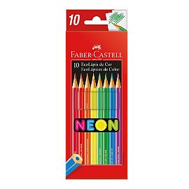 LAPICES DE COLORES FABER CASTELL X 10 LARGOS NEON