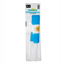 BANDERA PLASTICA NUEVO MILENIO NRO.2 C/SOL (11X17 CM)
