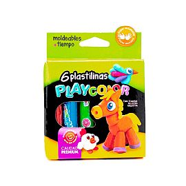 PLASTILINA PLAYCOLOR X 6 U. SURTIDA CLASICA (81552)