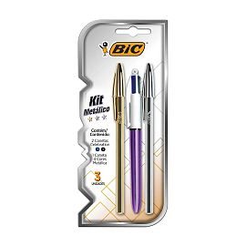 KIT BOLIGRAFOS BIC METALICOS BLISTER X 3 PIEZAS