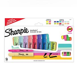 RESALTADOR SHARPIE ACCENT TANK Y POCKET NEON Y PASTEL X 16 COLORES (2165241)