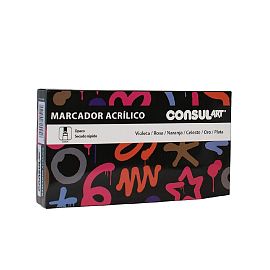 MARCADOR CONSUL-ART ACRILICO PTA. 18MM ESTUCHE X 6 COLORES BASICOS A