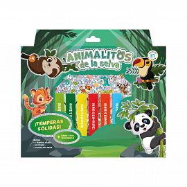SET 87 TEMPERAS SOLIDAS ANIMALES DE LA SELVA (1014)