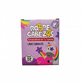 ROMPECABEZA BARCO DE PAPEL X 4 DE 3 Y 4 PIEZAS DE MADERA UNICORNIOS