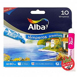 TEMPERA ALBA POMO X 8 CC. X 10 UNID. CROMATICO V/COLORES, SIN TACC