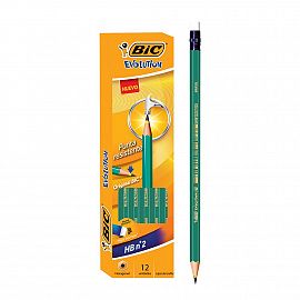 LAPIZ NEGRO BIC EVOLUTION C/GOMA (DOCENA)